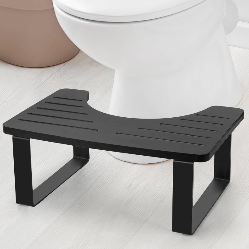 Bathroom StoolBamboo Toilet for BathroomToilet StoolsPotty for PoopingPoop StoolToilet Step ToddlerPortable Squatting Pan with Dual Anti Slip DesignStainScratchCrackProofBlack